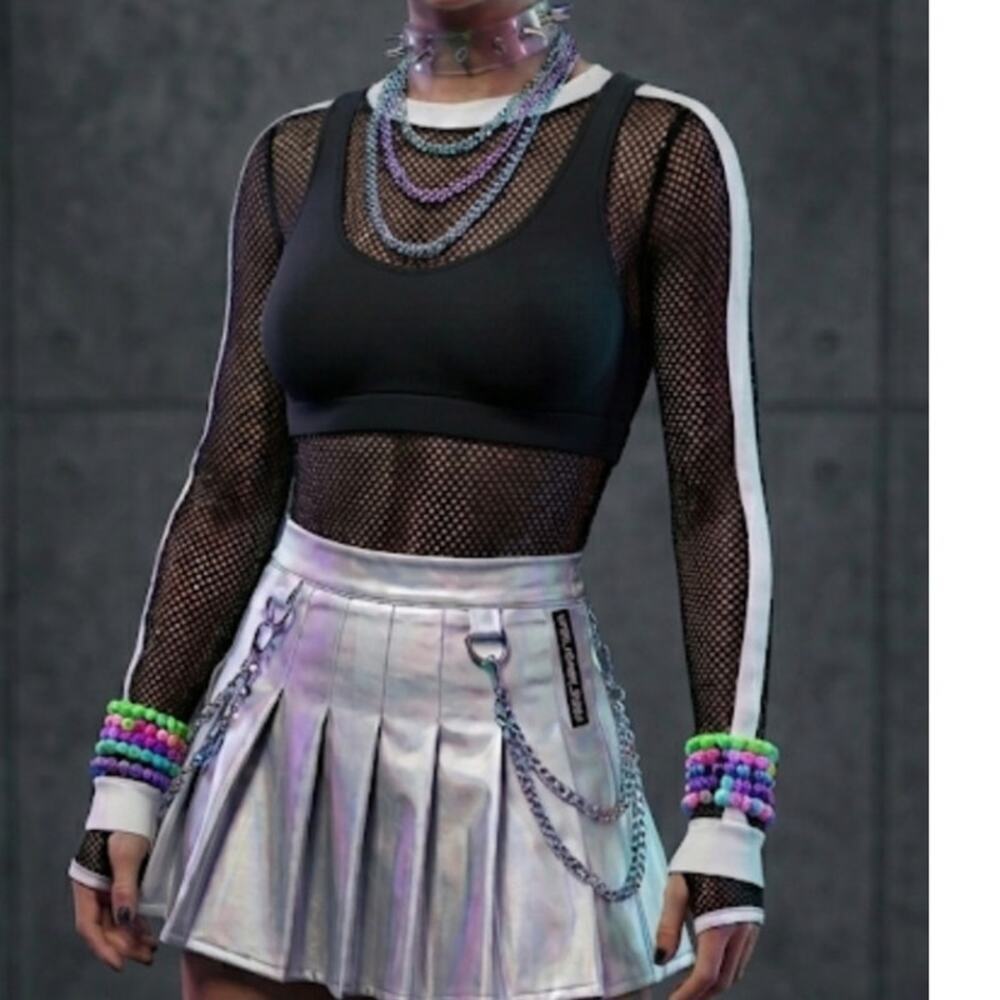 Urban Outfitters out from under NWT Mesh Fishnet sheer longsleeve top rave goth